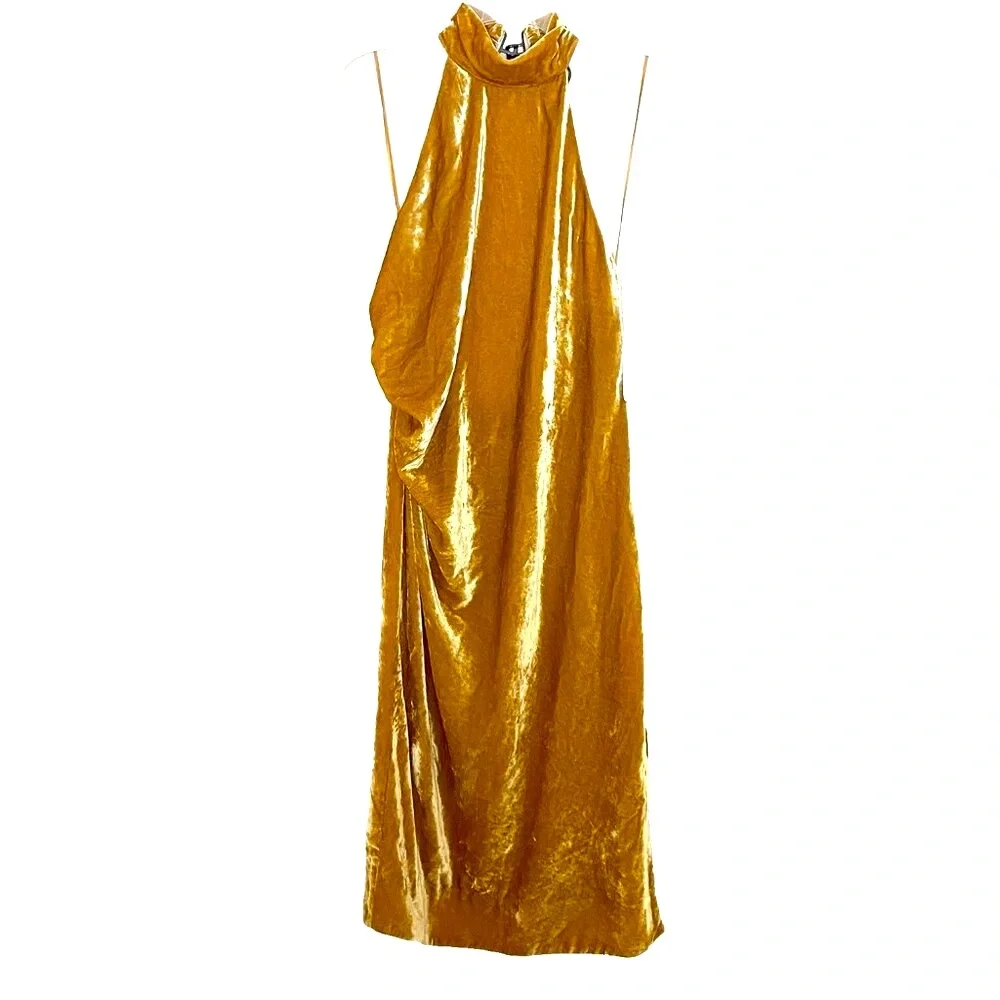 Free People Tongue Tied Dress Size 6 NWT Velvet Sleeveless Halter Open Back - Picture 5 of 16